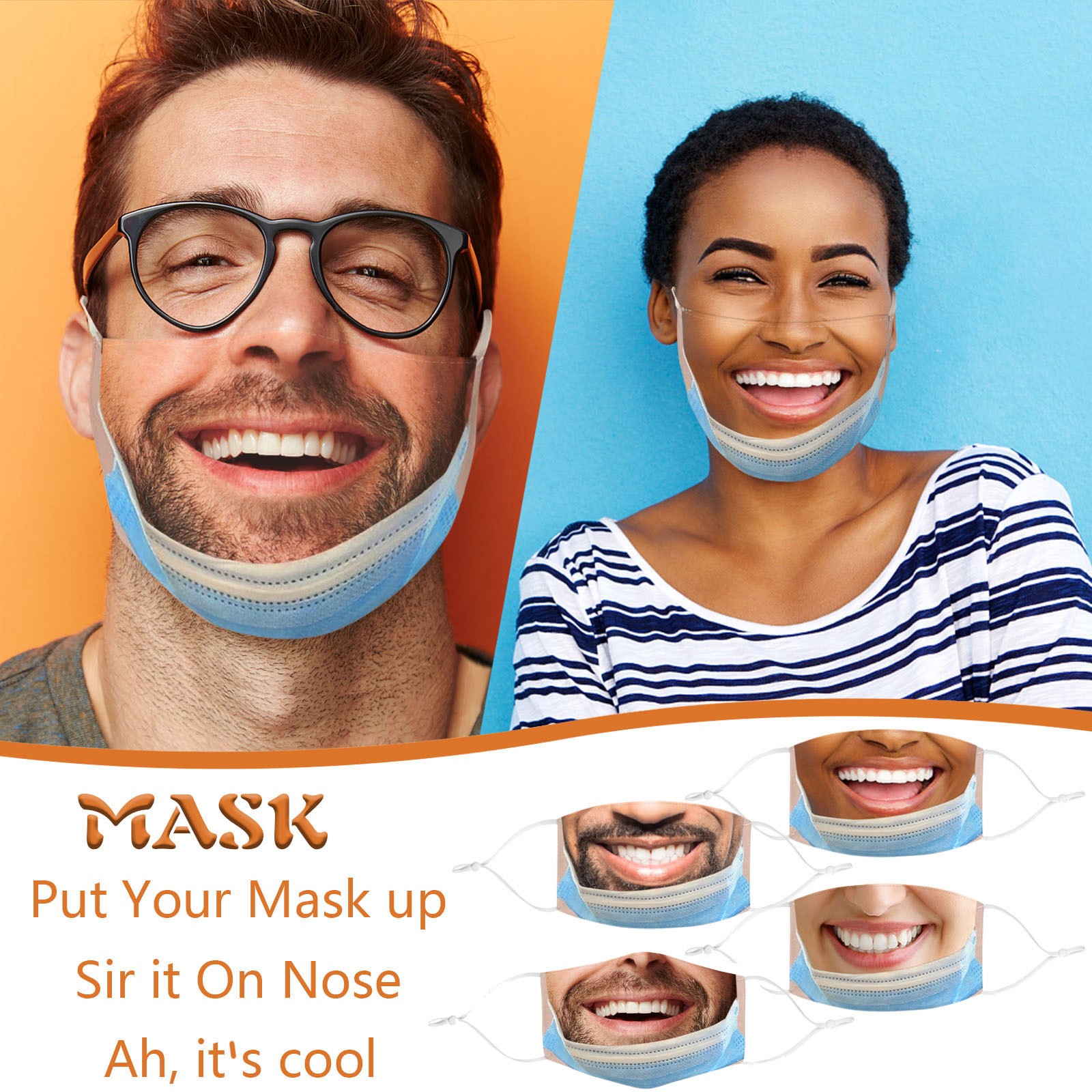 Kids Face Mask - ผู้ใหญ่ตลกปากหน้ากากตลกผ้าหน้ากากใบหน้า Mascarillas คอสเพลย์อุปกรณ์เสริมล้างทําความสะอาดได้ Anti-DUST หน้ากากป้องกัน